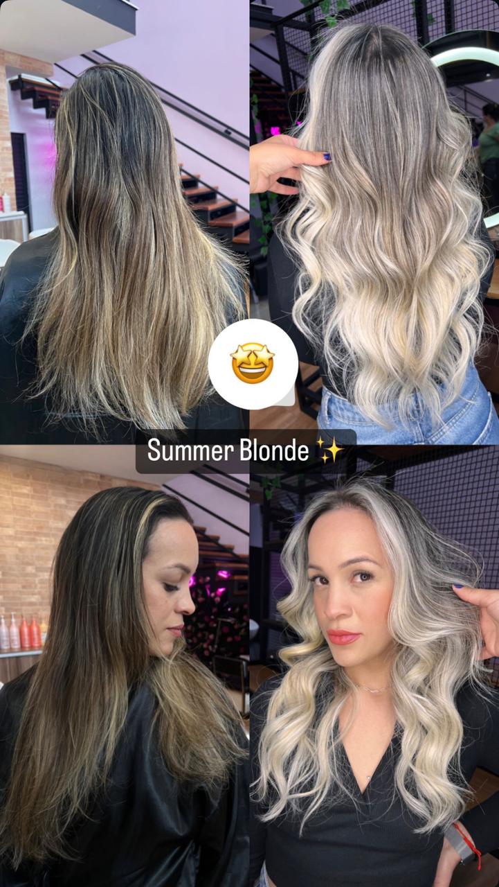Antes e depois Summer Blonde: transformação completa em loiro perolado