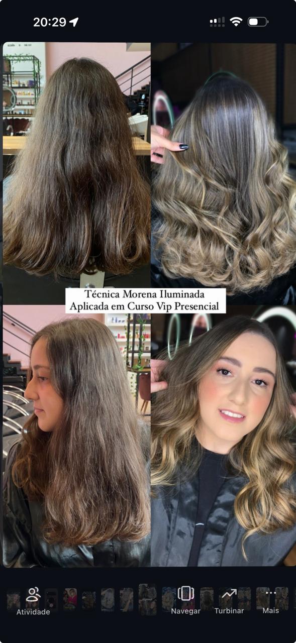 Antes e depois Técnica Morena Iluminada aplicada em Curso VIP Presencial